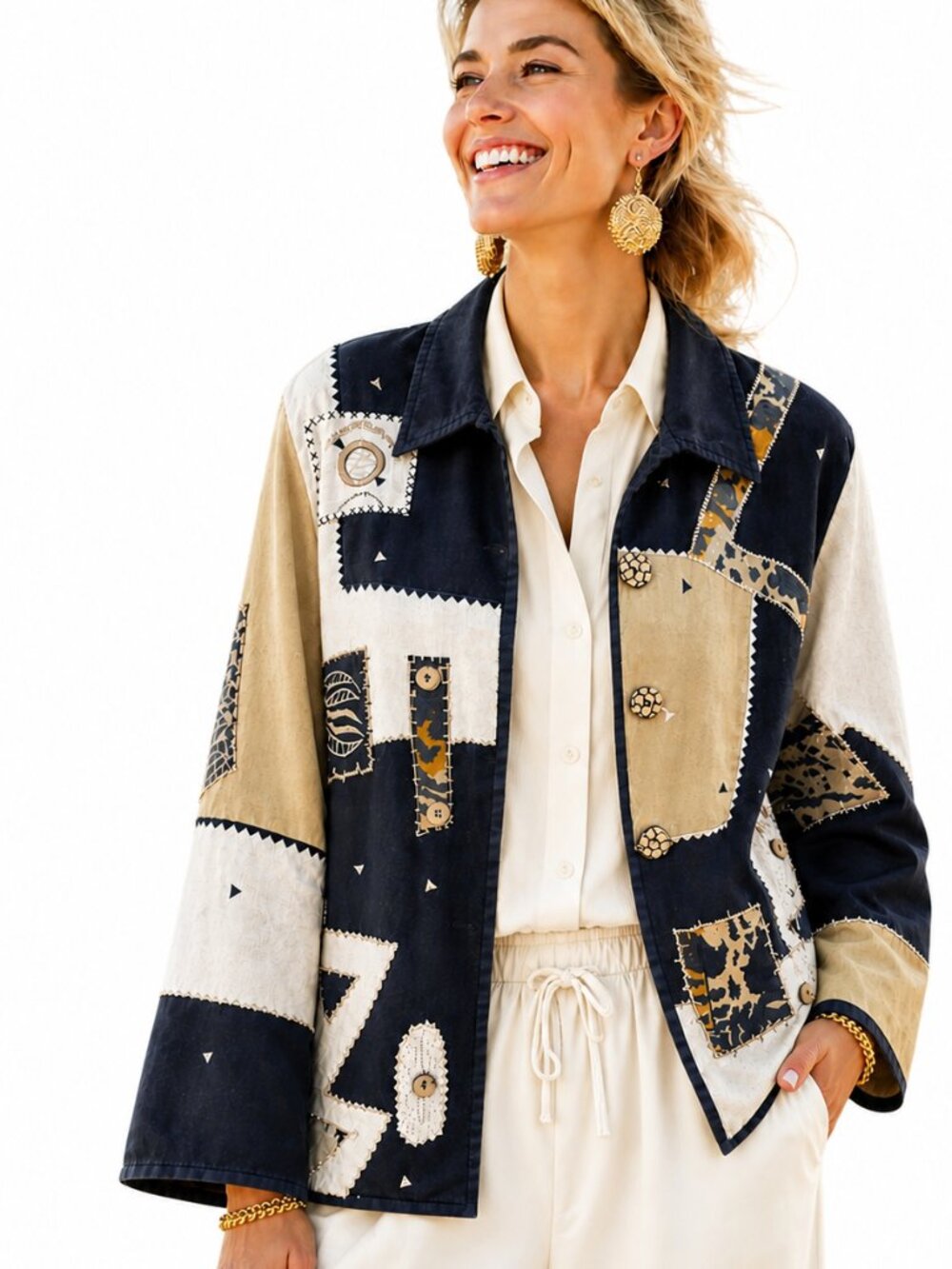 Boho artistic, Allure cotton/linen blend Patchwork jacket